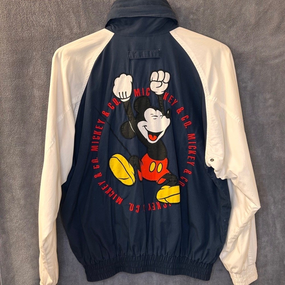 VTG 90s Disney Mickey & Co. Men's L Full Zip Windbreaker Jacket Color Block